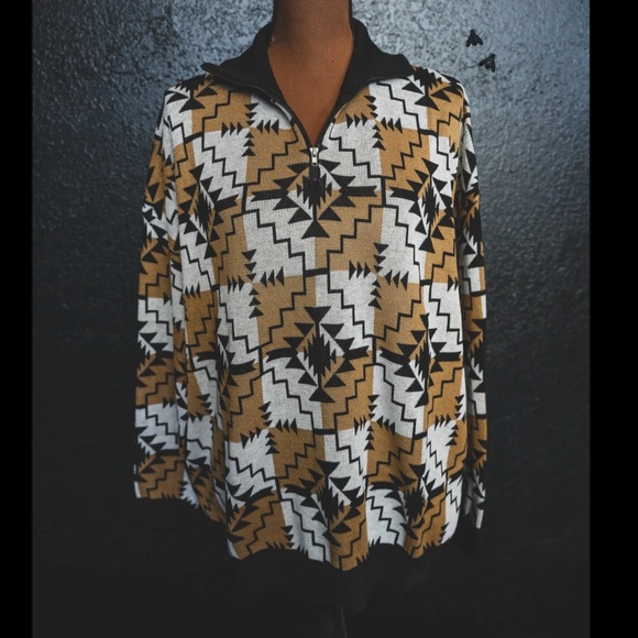 2 Fly Co. (Crazy Train)  NWT Boutique Aztec Navajo Texas Print Sweater Zip Josey - Picture 3 of 5